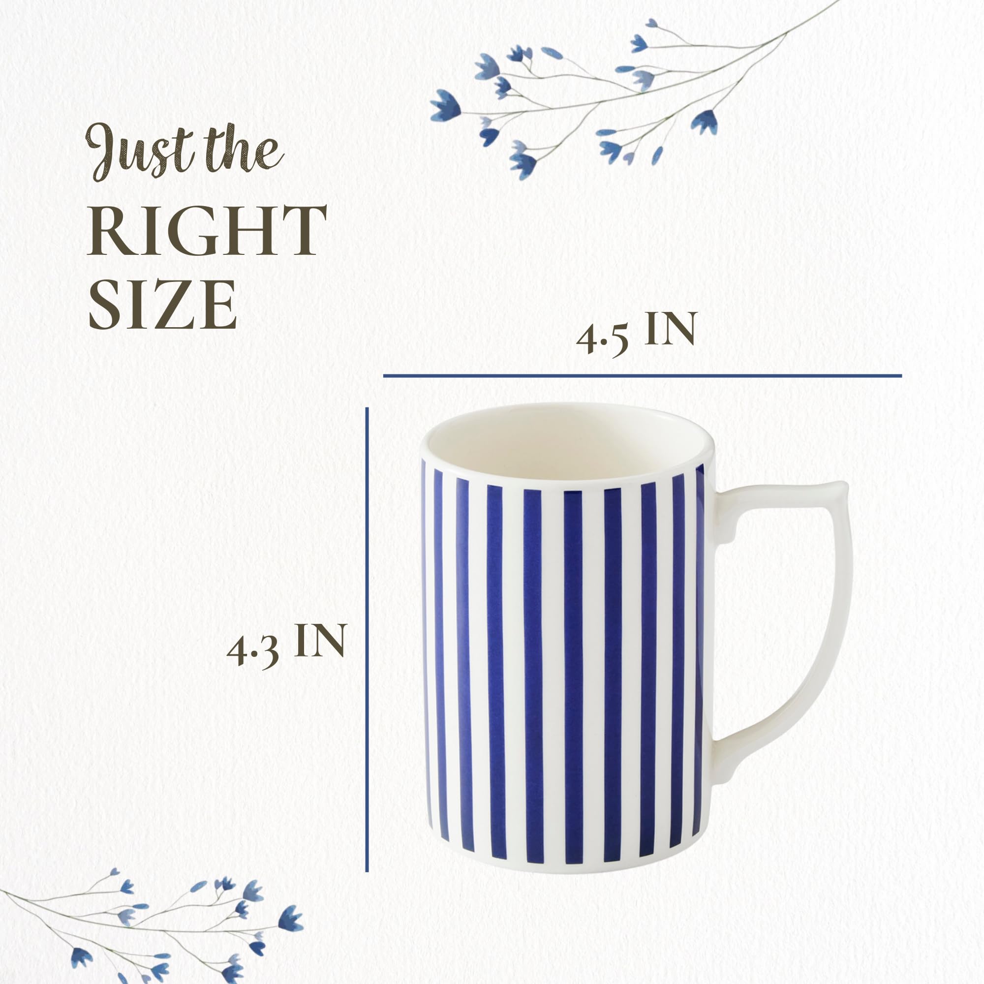 Spode Steccato Collection - 12oz Coffee Mug with Large Handles, Stripe Cobalt Blue | Made of Fine Earthenware | Dishwasher and Microwave Safe | Cup For Coffee, Tea, Latte, and Hot Chocolate - Image 7