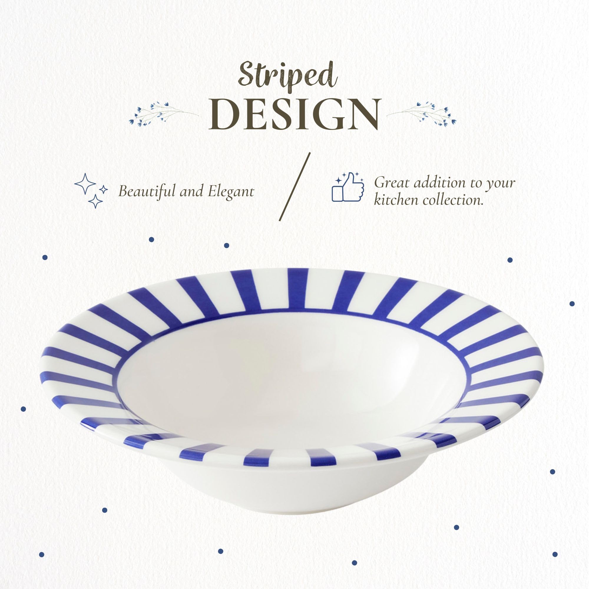 Spode Steccato Collection - 7.5" Cereal Bowl, Stripe Cobalt Blue | Made of Earthenware | Dishwasher & Microwave Safe | Made in England | For Serving Soup, Salad, or Pasta Bowls - Image 3