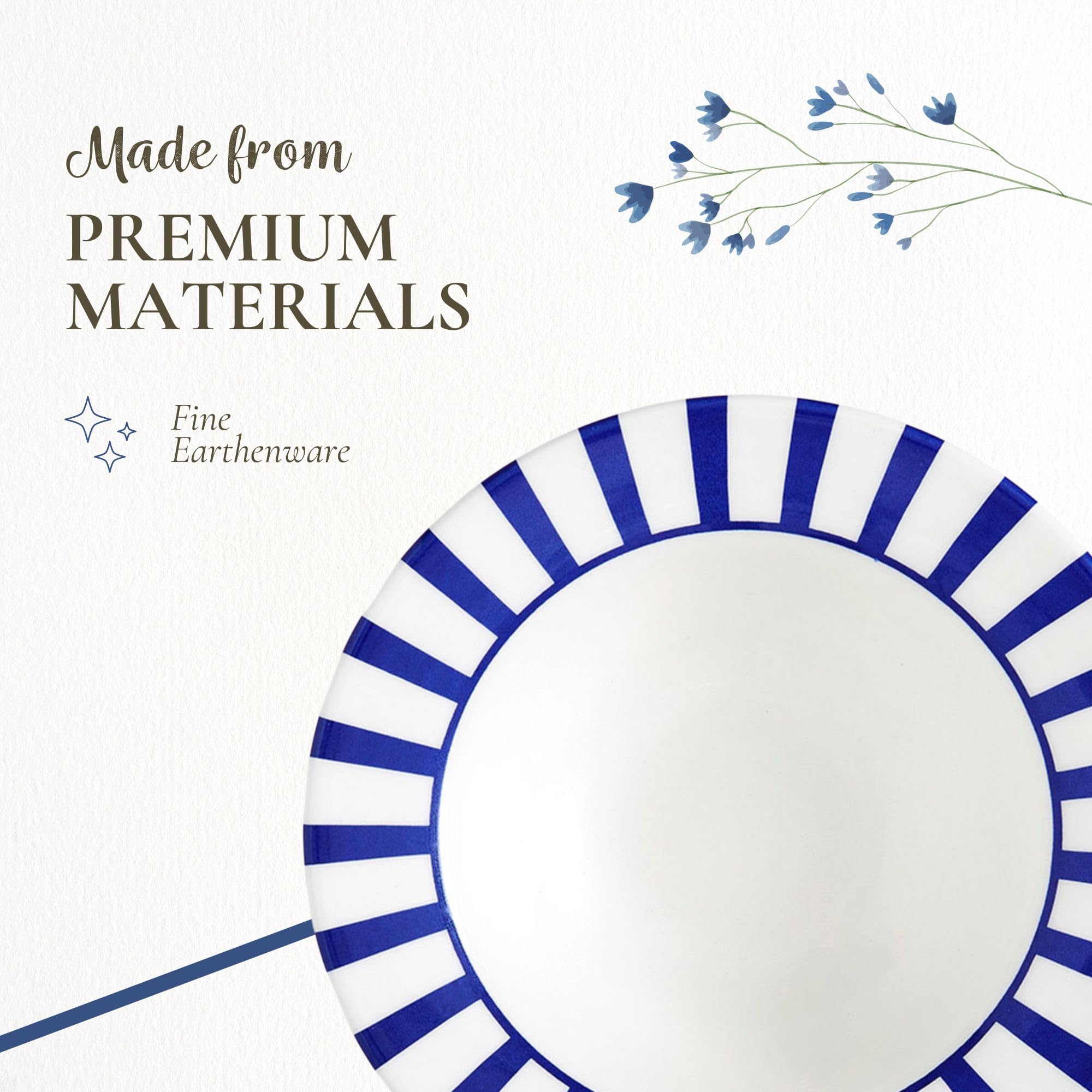 Spode Steccato Collection - 7.5" Cereal Bowl, Stripe Cobalt Blue | Made of Earthenware | Dishwasher & Microwave Safe | Made in England | For Serving Soup, Salad, or Pasta Bowls - Image 4