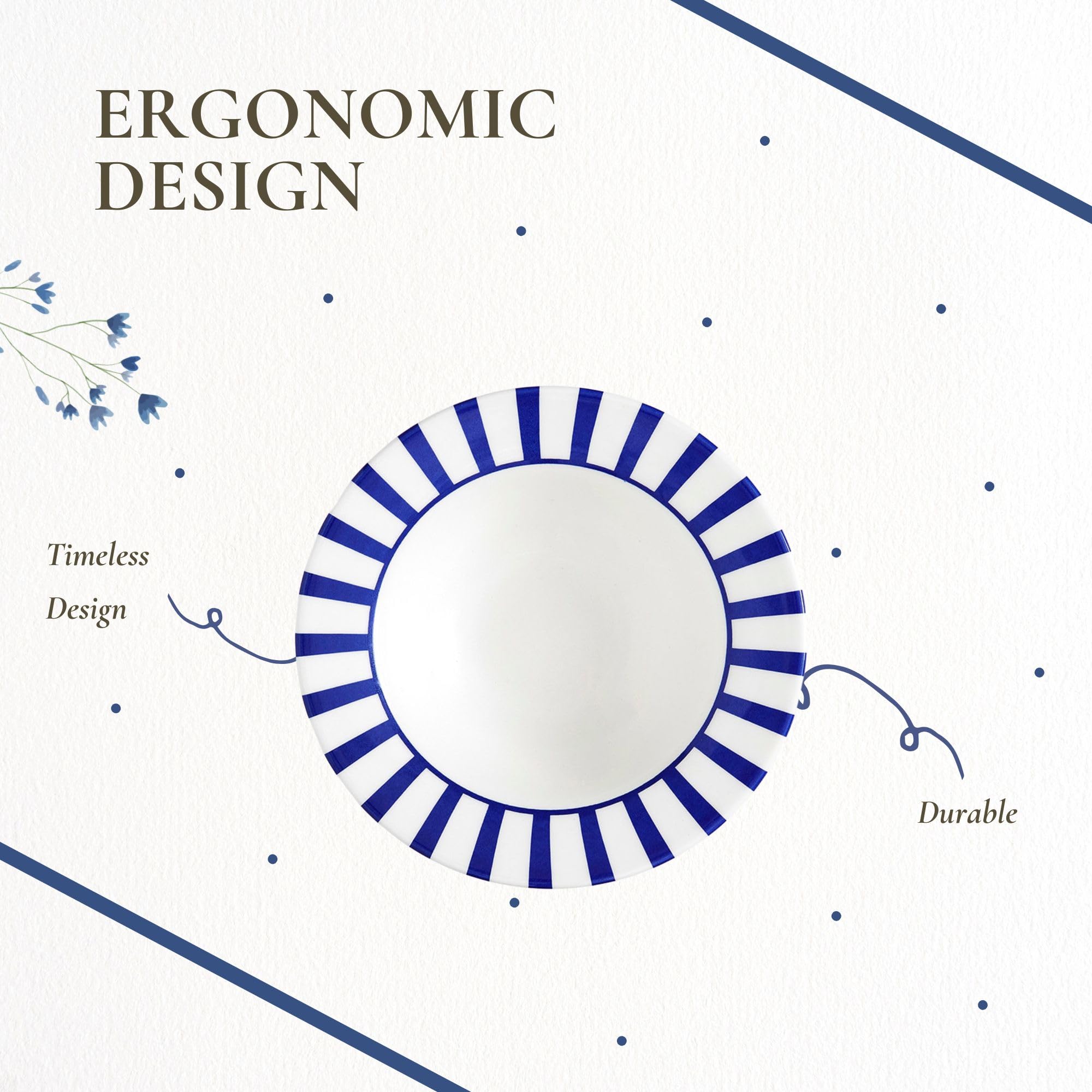 Spode Steccato Collection - 7.5" Cereal Bowl, Stripe Cobalt Blue | Made of Earthenware | Dishwasher & Microwave Safe | Made in England | For Serving Soup, Salad, or Pasta Bowls - Image 6