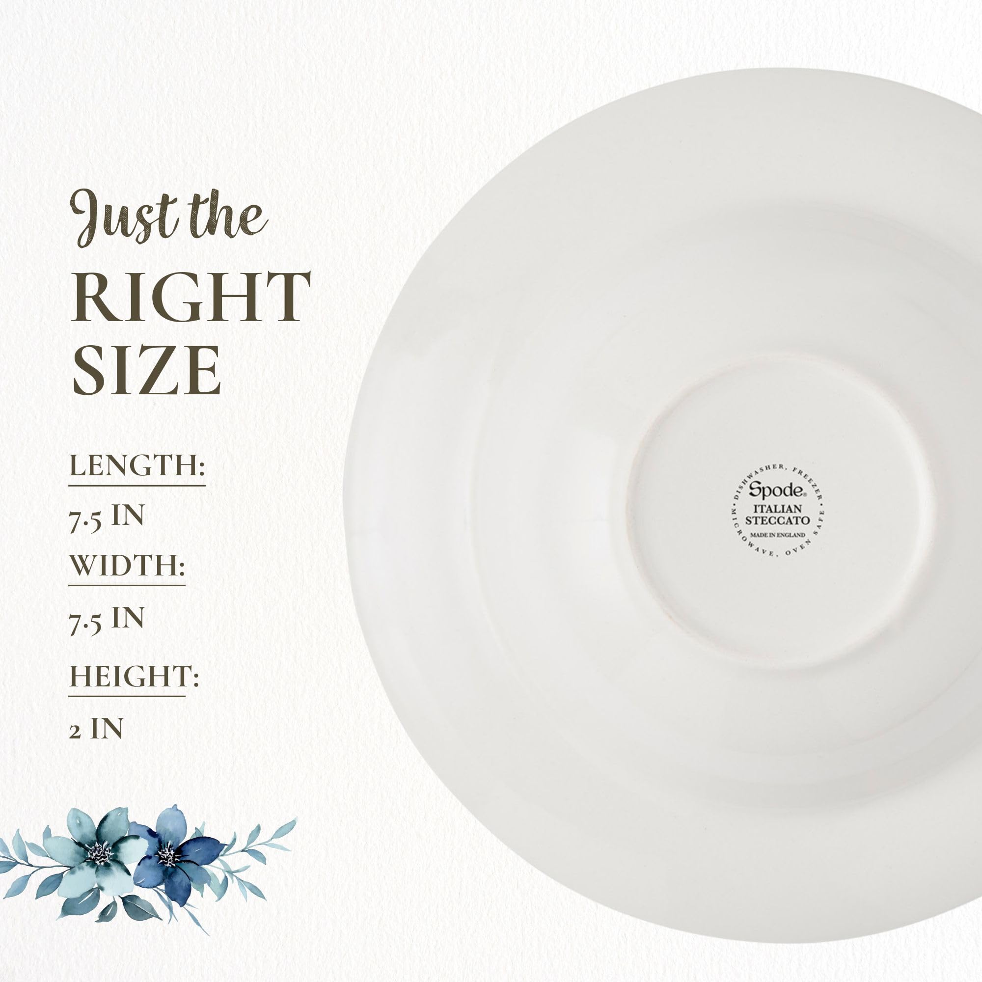 Spode Steccato Collection - 7.5" Cereal Bowl, Stripe Cobalt Blue | Made of Earthenware | Dishwasher & Microwave Safe | Made in England | For Serving Soup, Salad, or Pasta Bowls - Image 7