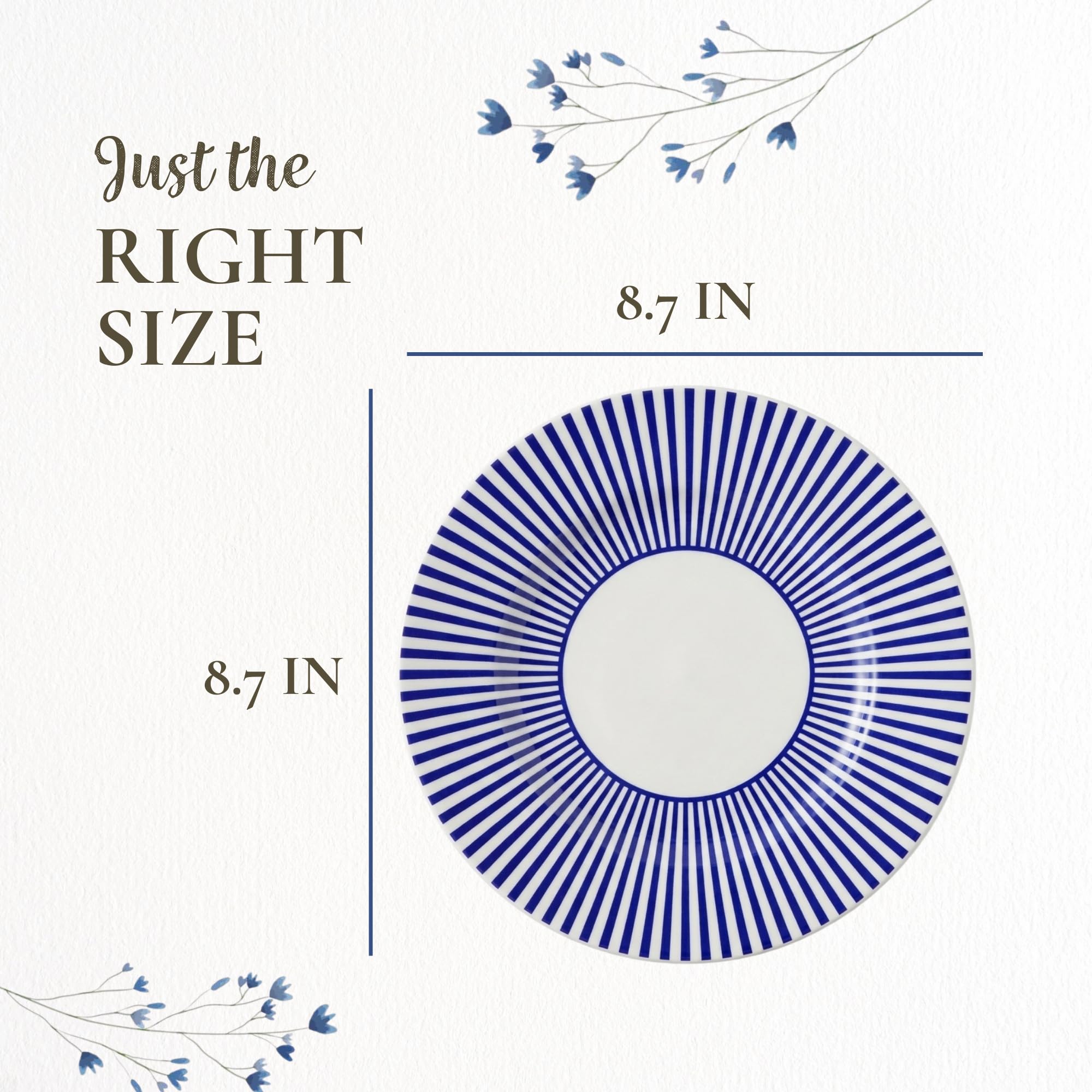 Spode Steccato Collection - 8.75" Salad Plate, Stripe Cobalt Blue | Made of Fine Earthenware | Microwave and Dishwasher Safe | Made in England | Large Serving Plate for Salad, Pasta, or Appetizers - Image 7