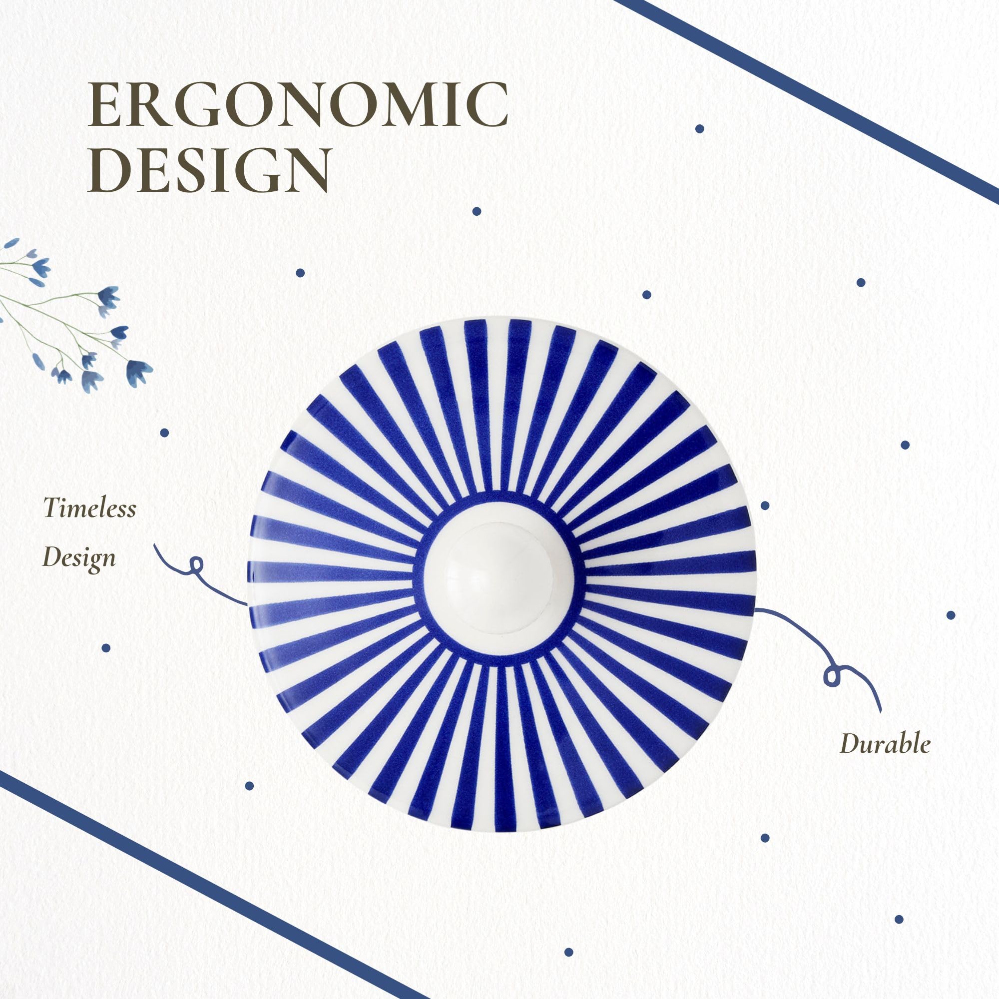 Spode Steccato Covered Sugar Bowl - 10 Ounce Earthenware Container with Lid, Cobalt Blue Striped Design, Microwave Dishwasher Freezer & Oven Safe - Ideal for Afternoon Tea & Gifting - Image 6