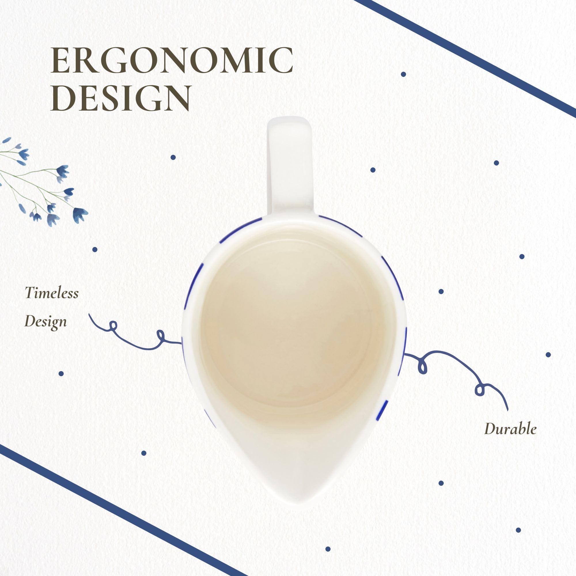 Spode Steccato Milk Jug, 10oz - Earthenware Drink Pitcher with Bold Blue Stripes for Coffee Bar Essentials, Creamer, Salad Dressing, Juice or Tabletop Serving Accessories - Made in England - Image 6