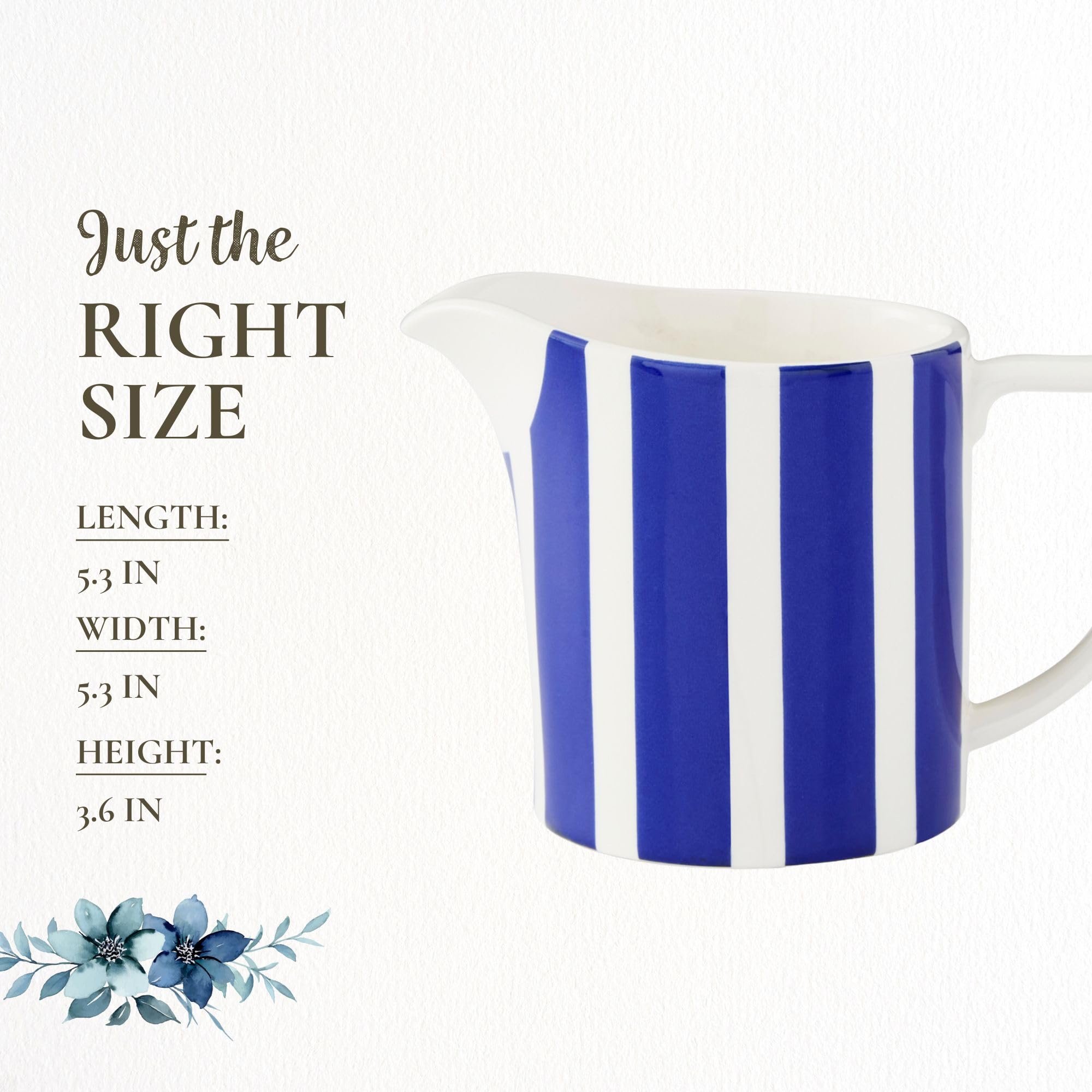 Spode Steccato Milk Jug, 10oz - Earthenware Drink Pitcher with Bold Blue Stripes for Coffee Bar Essentials, Creamer, Salad Dressing, Juice or Tabletop Serving Accessories - Made in England - Image 7