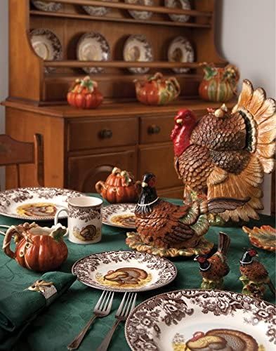 Spode Woodland Daisy Turkey Serving Bowl - 10" Large Porcelain Bowl, Thanksgiving Tableware, Microwave & Dishwasher Safe, British Game Animal Design with Stylized Floral Border, Regimental Oak Shape - Image 3